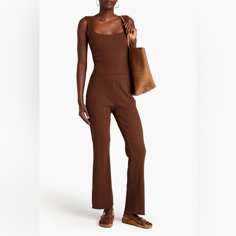 Vince Women’s Ribbed-Knit Flared‎ Pants Size Large Brown